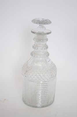 Lot 53 - Regency three-ring cut glass decanter, 26cm high