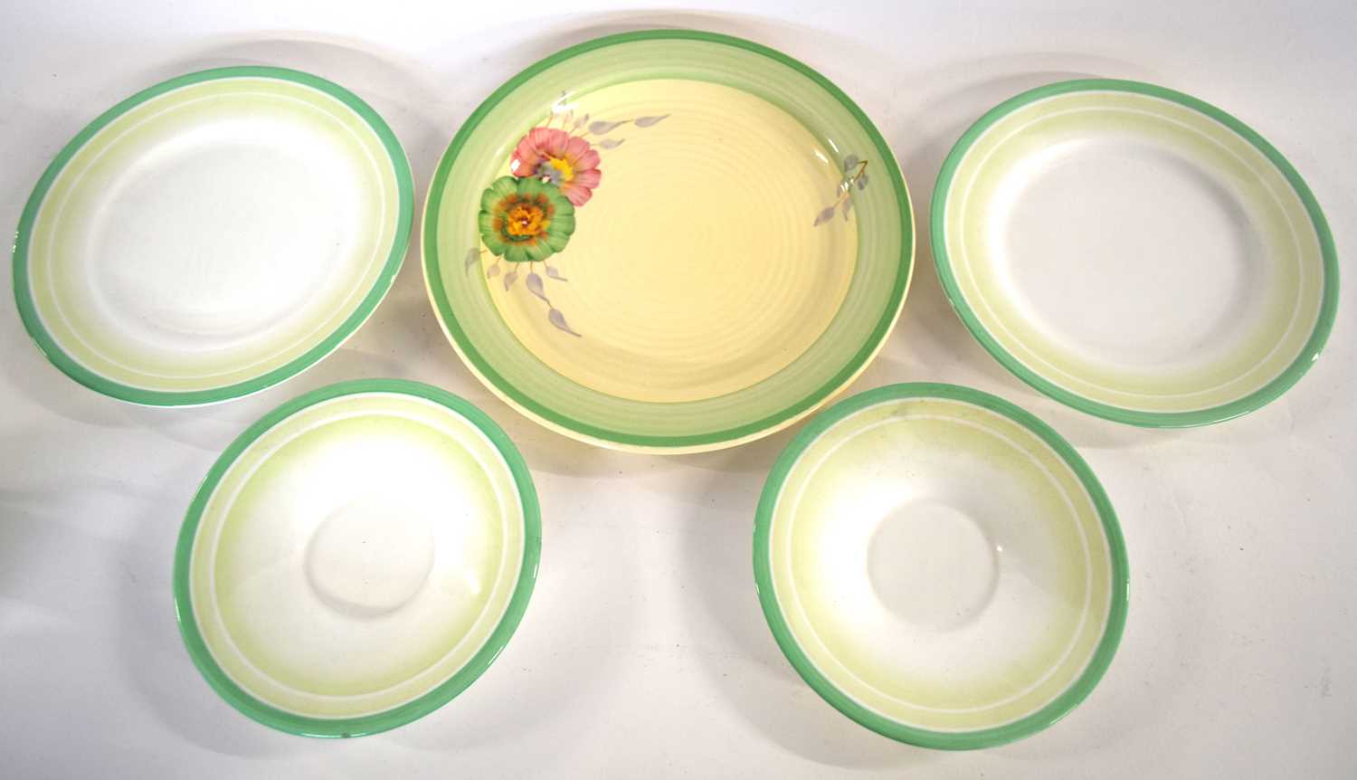 Lot 73 - Two Shelley Art Deco cups and saucers with...