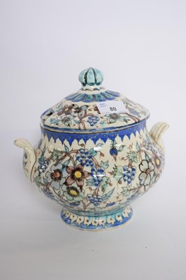 Lot 80 - Persian or Turkish pottery vase and cover...