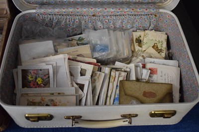 Lot 91 - Suitcase containing quantity of postcards,...