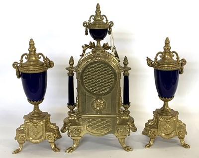 Lot 92 - Clock garniture, the vases and clock with...