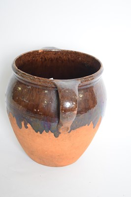 Lot 99 - Pottery bowl with streaked brown glaze, 23cm high