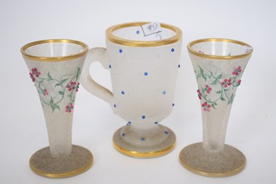 Lot 126 - Pair of 19th century frosted glass vases with...