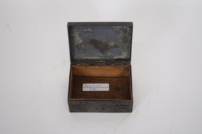 Lot 165 - Wood lined metal box with peacock design