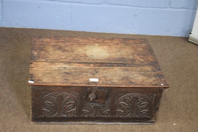 Lot 334 - 17th century and later oak Bible box of hinged...