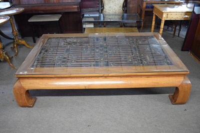 Lot 361 - Large Chinese hardwood opium type coffee table,...