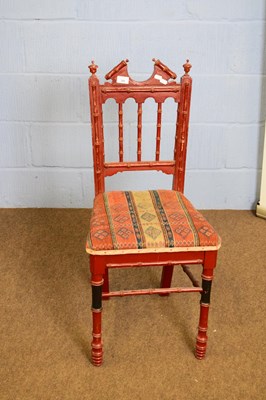 Lot 366 - 19th century side chair with red painted faux...