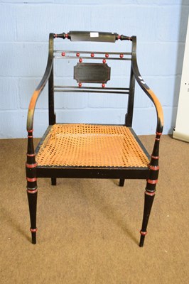 Lot 368 - Regency armchair with ebonised red painted...