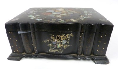 Lot 375 - Victorian papier mache and mother of pearl...