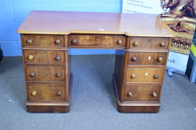 Lot 382 - Victorian mahogany twin pedestal 8-drawer desk...