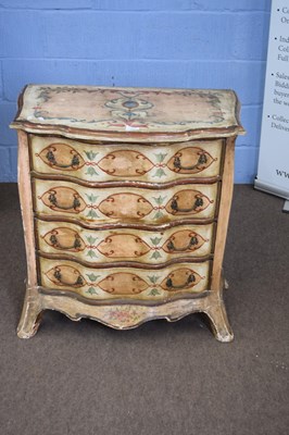 Lot 390 - Continental small serpentine chest of drawers...