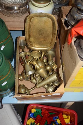 Lot 510 - BOX VARIOUS BRASS VASES, GOBLETS ETC