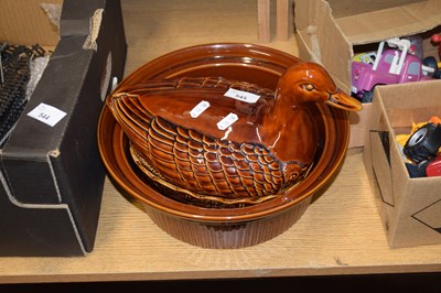 Lot 545 - DUCK SHAPED EGG CROCK AND A KITCHEN SERVING DISH