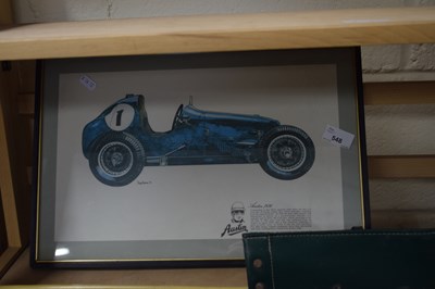 Lot 548 - COLOURED PRINT: AUSTIN 1936 MOTOR CAR, F/G