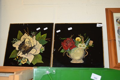 Lot 559 - TWO FLORAL STILL LIFE STUDIES ON GLASS, UNFRAMED