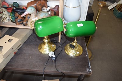 Lot 643 - TWO MODERN BANKERS TYPE BRASS DESK LAMPS WITH...