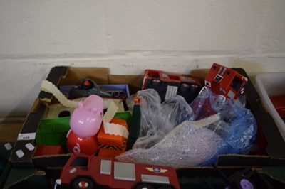 Lot 656 - ONE BOX VARIOUS TOY FIRE ENGINES, PEPPA PIG...