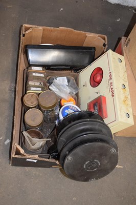 Lot 665 - ONE BOX GARAGE CLEARANCE ITEMS, JARS AND TINS,...