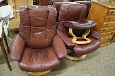 Lot 362 - TWO BROWN LEATHER STRESSLESS RECLINER...