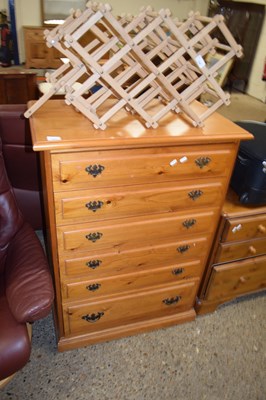 Lot 363 - MODERN PINE SIX-DRAWER CHEST WITH BRASS...