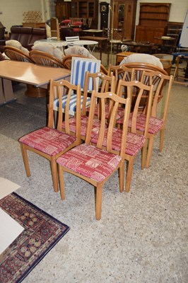 Lot 394 - SET OF SIX MODERN DINING CHAIRS WITH RED...