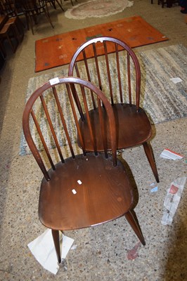 Lot 408 - PAIR OF ERCOL STICK BACK KITCHEN CHAIRS