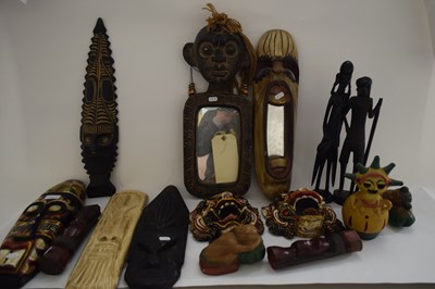 Lot 27 - COLLECTION OF VARIOUS ETHNIC CARVED MASKS,...
