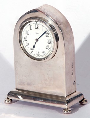 Lot 3 - George V silver framed lancet clock of plain...
