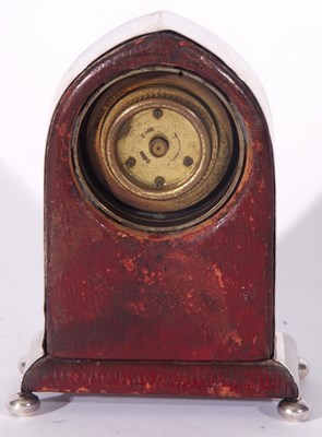 Lot 3 - George V silver framed lancet clock of plain...