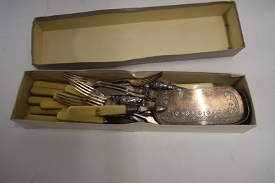 Lot 41 - BOX VARIOUS SILVER PLATED AND STEEL CUTLERY
