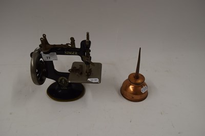 Lot 77 - MINIATURE OR CHILD'S SINGER SEWING MACHINE AND...