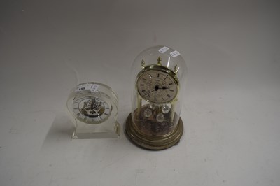 Lot 155 - SMALL MODERN GLASS CASED MANTEL CLOCK AND A...