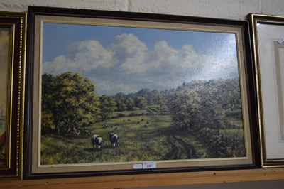 Lot 235 - PETER GIBSON, STUDY OF COWS IN PASTURE, OIL ON...