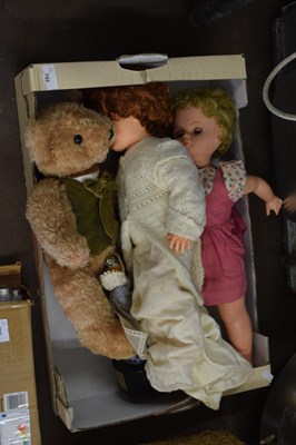 Lot 792 - TWO DOLLS AND A TEDDY BEAR