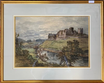 Lot 123 - T Bentley, signed watercolour, Richmond Castle,...