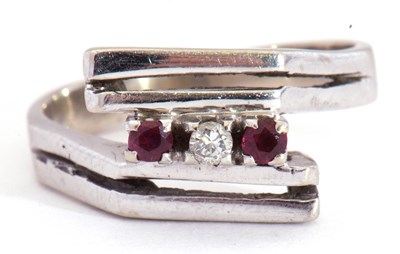 Lot 8 - Precious metal stylised small ruby and diamond...