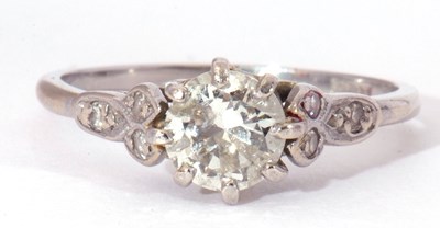 Lot 10 - Precious metal single stone diamond ring...