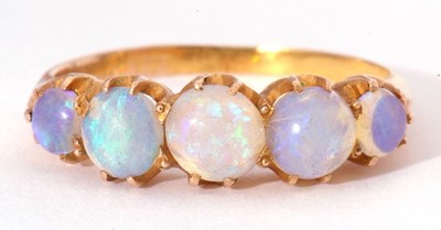 Lot 14 - Five stone opal ring, line set with graduated...