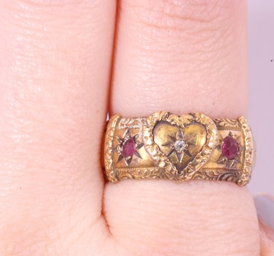 Lot 17 - Antique 18ct gold ruby and diamond heart...