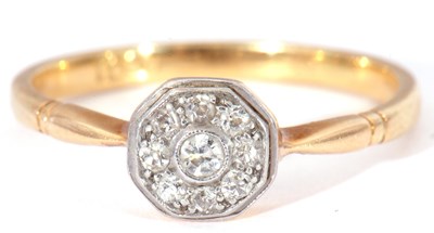 Lot 21 - Diamond cluster ring, the octagonal shaped...
