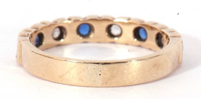 Lot 35 - 9ct gold white and blue stone half hoop ring,...