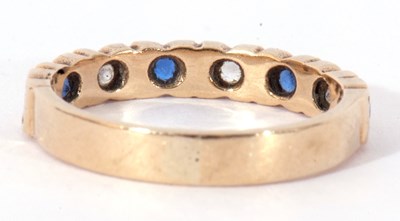 Lot 35 - 9ct gold white and blue stone half hoop ring,...