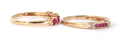 Lot 45 - Mixed lot: two modern small diamond and ruby...
