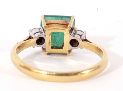 Lot 48 - 18ct gold emerald and diamond ring, the square...
