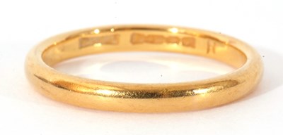 Lot 49 - 22ct gold wedding ring of plain polished...