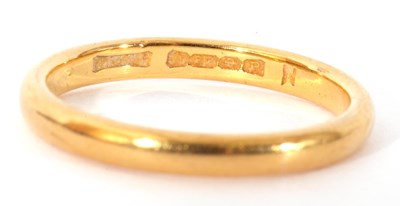 Lot 49 - 22ct gold wedding ring of plain polished...