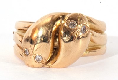 Lot 50 - 18ct gold and diamond snake ring, a design...