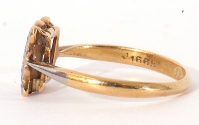 Lot 55 - 18ct gold and Plat stamped diamond set ring,...