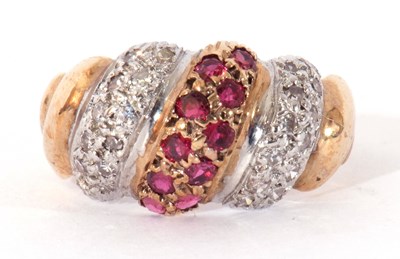 Lot 58 - 9ct gold ruby and diamond ring, the centre...