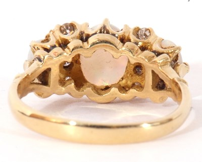 Lot 61 - 18ct gold opal and diamond ring featuring...